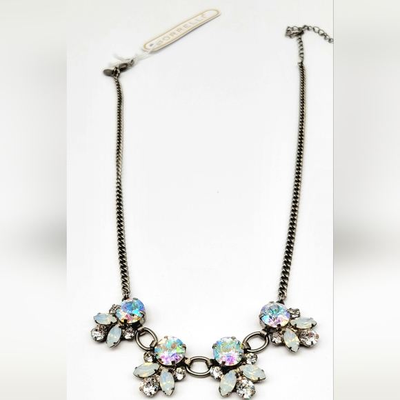 SOLDRetired Sorrelli Aurora Borealis Swarovski Crystal Statement Necklace Silver - Picture 9 of 11